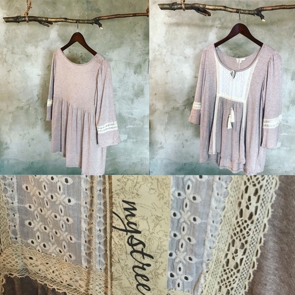 MYSTREE 3/4 BELLE SLV LACE BIB TOP - Picture 2 of 8